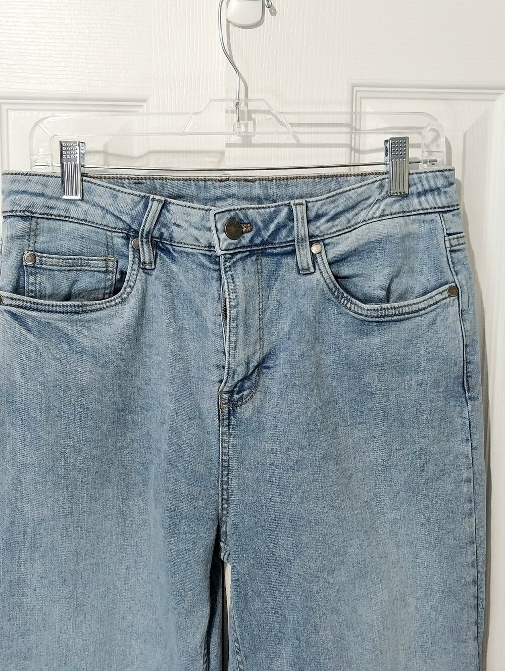 Kenneth Cole High Rise Wide Cuff Straight Leg Jeans, Size 10 - Picture 2 of 10